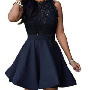 made2envy Lace Top Sleeveless Skater Dress Black